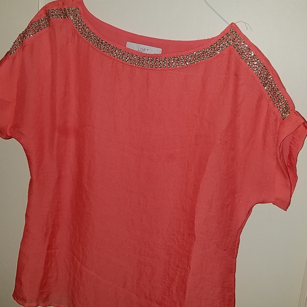 Ann Taylor LOFT coral with tortoise shell top